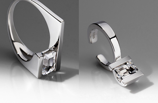 “Yugen” 03 Ring / 04 Earcuff [White Quartz]