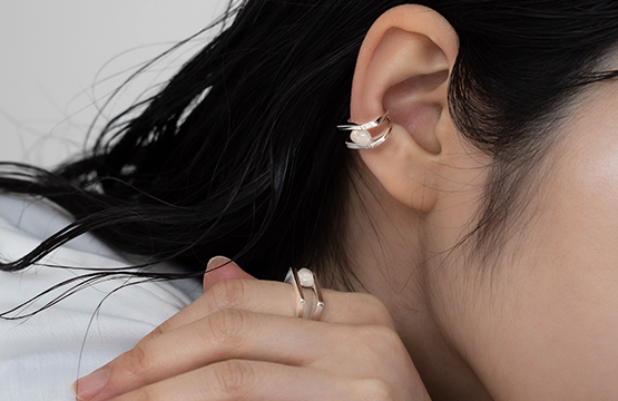 “Yugen”01 Ring / 02 Earcuff [Rutile Quartz]